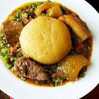 Okra stew + Swallow Meal Combo